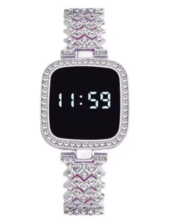 Luxury Digital Timepiece – Square Dial Stainless Steel Watch for Women