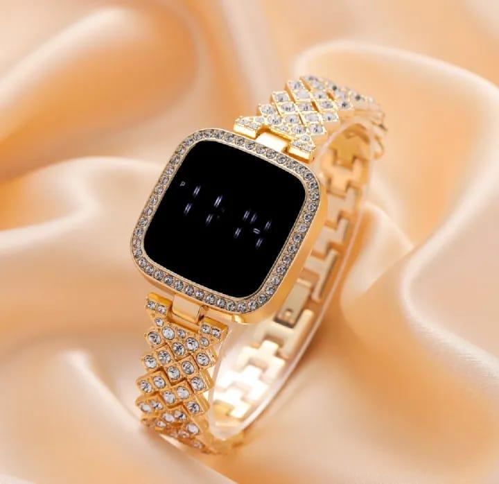 Luxury Digital Timepiece – Square Dial Stainless Steel Watch for Women
