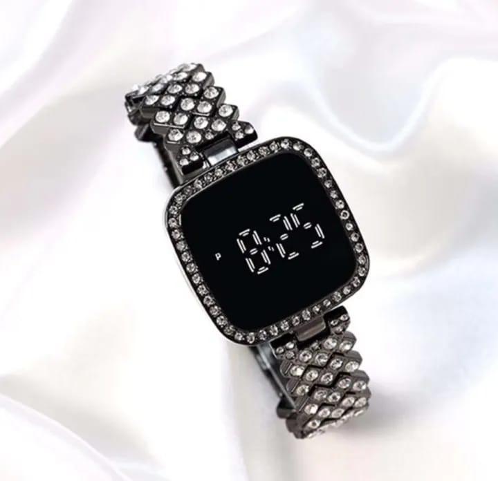 Luxury Digital Timepiece – Square Dial Stainless Steel Watch for Women