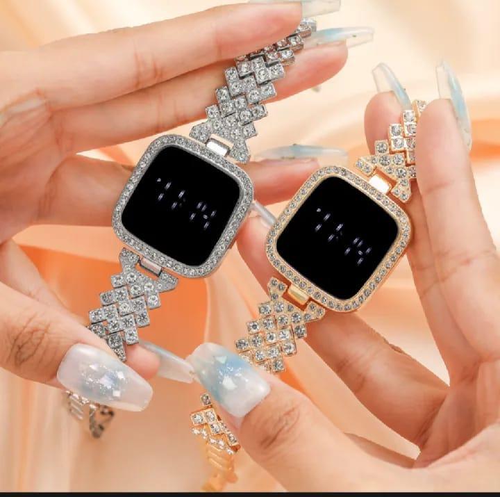 Luxury Digital Timepiece – Square Dial Stainless Steel Watch for Women