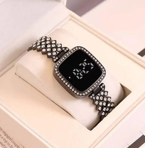Luxury Digital Timepiece – Square Dial Stainless Steel Watch for Women