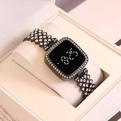 Luxury Digital Timepiece – Square Dial Stainless Steel Watch for Women