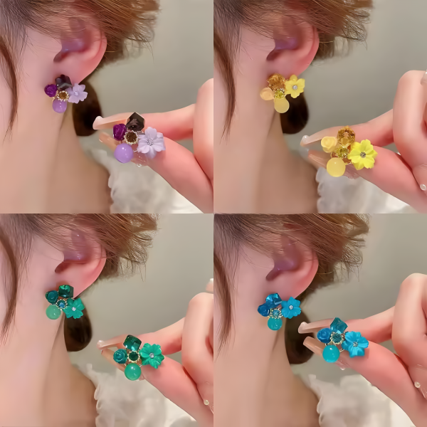 Flower Crystal Korean Earrings – Elegant Women’s Fashion