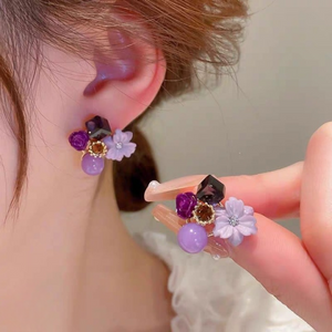 Flower Crystal Korean Earrings – Elegant Women’s Fashion