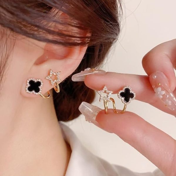Sparkling Clover Star Earrings – Gold Plated Fashion Jewelry