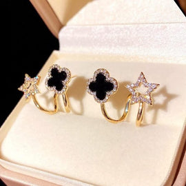 Sparkling Clover Star Earrings – Gold Plated Fashion Jewelry