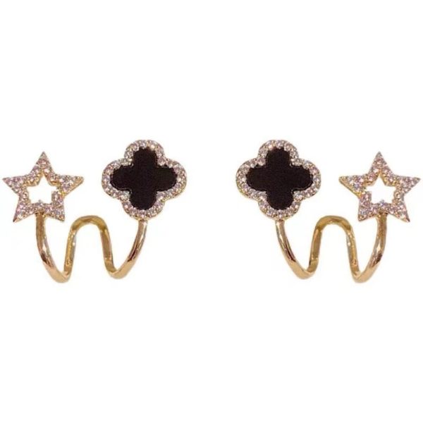 Sparkling Clover Star Earrings – Gold Plated Fashion Jewelry